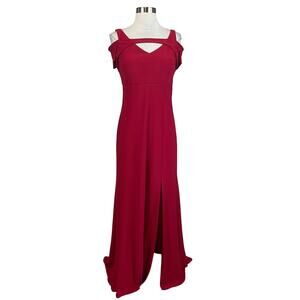 Nightway Cut Out Short Sleeve Long A-line Evening Gown Red Size 4 Formal Dress
